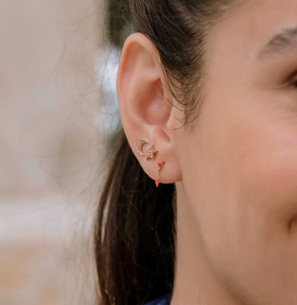 Gigi Clozeau - Boucles d'oreilles Lune, diamants