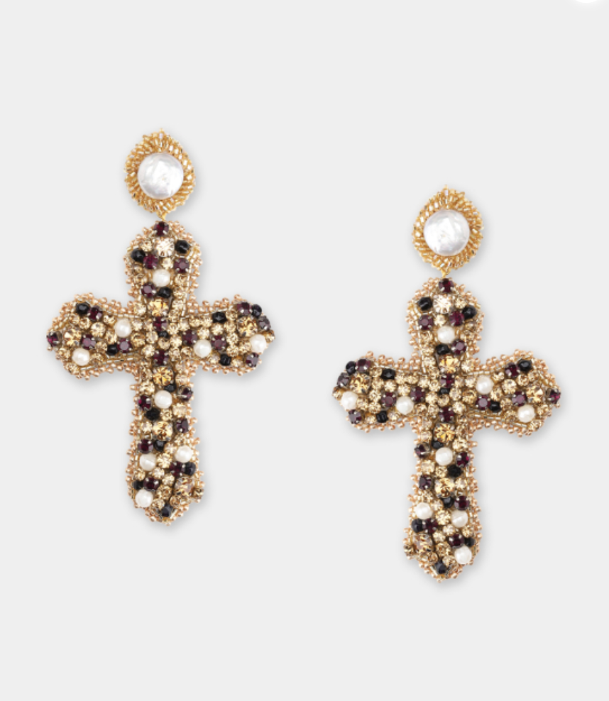 Olivia Dar - Boucles d'oreilles Cross