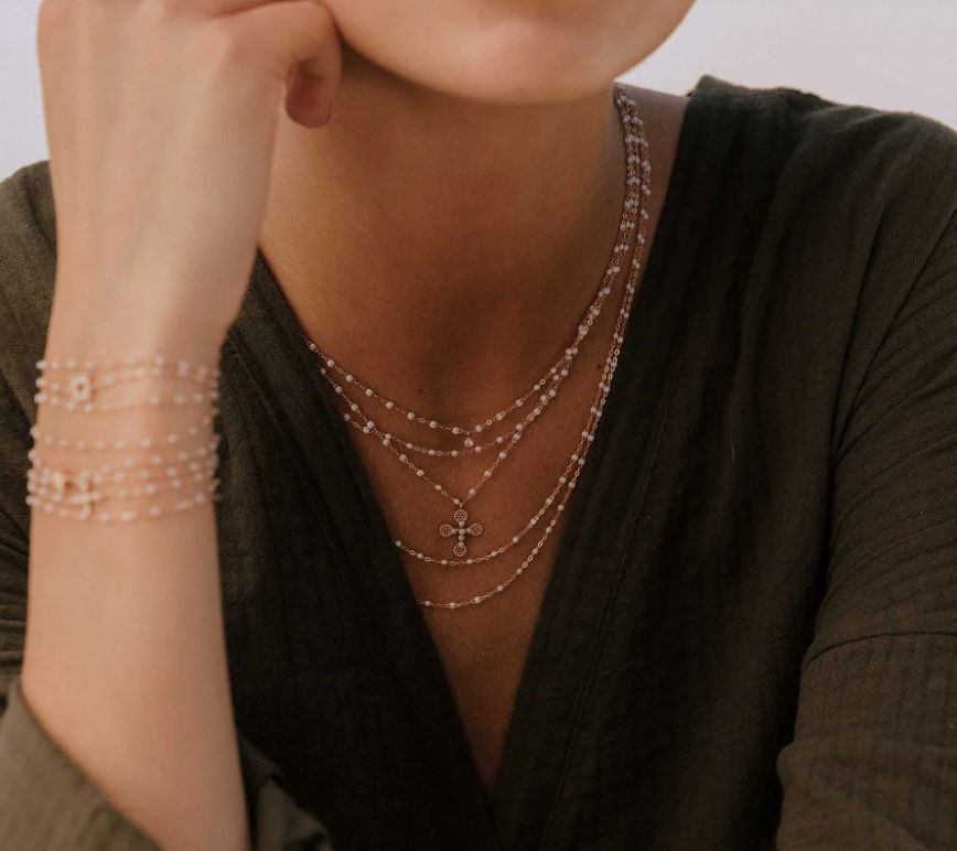 Gigi Clozeau - Collier Classique Gigi, OR ROSE, ADULTE, 42CM - Croix dentelle