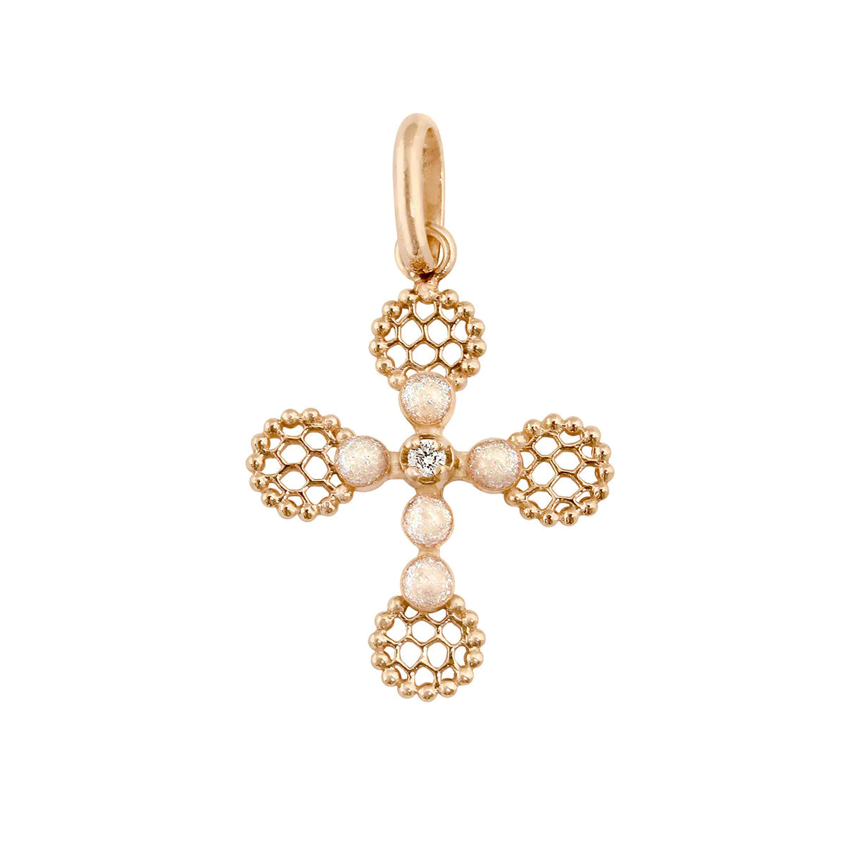 Gigi Clozeau - Pendentif Croix dentelle perlée