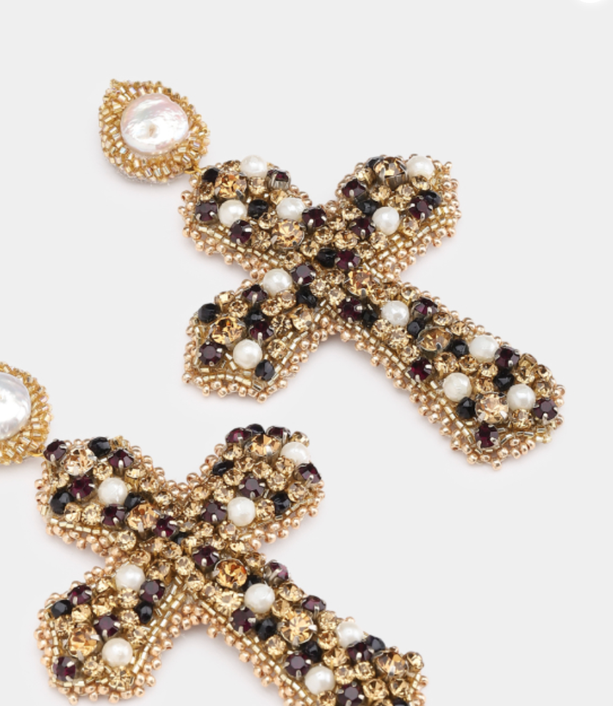 Olivia Dar - Boucles d'oreilles Cross