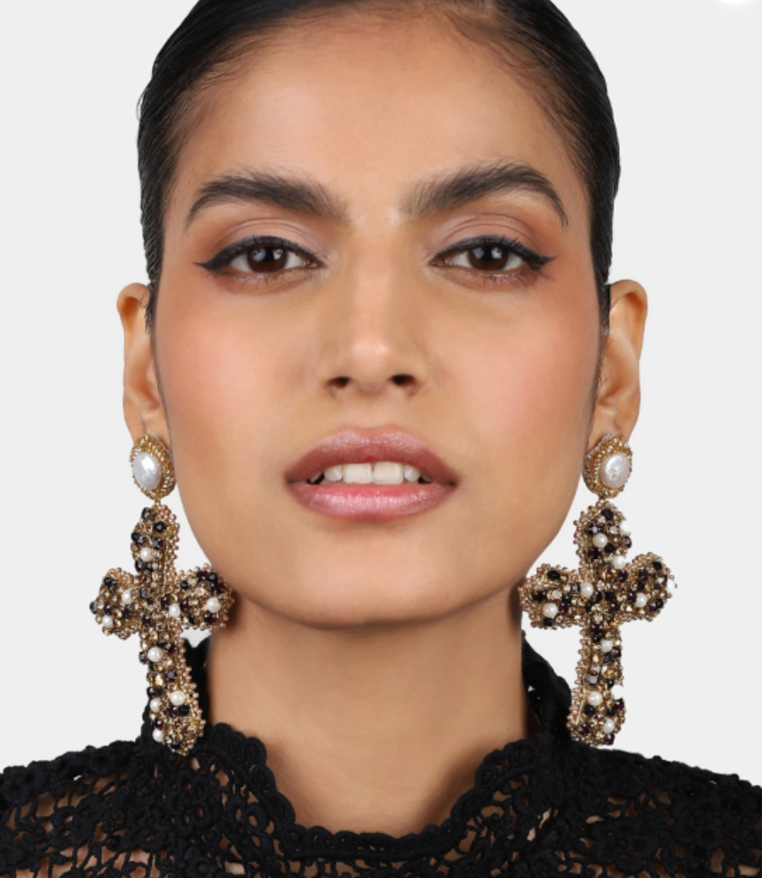 Olivia Dar - Boucles d'oreilles Cross