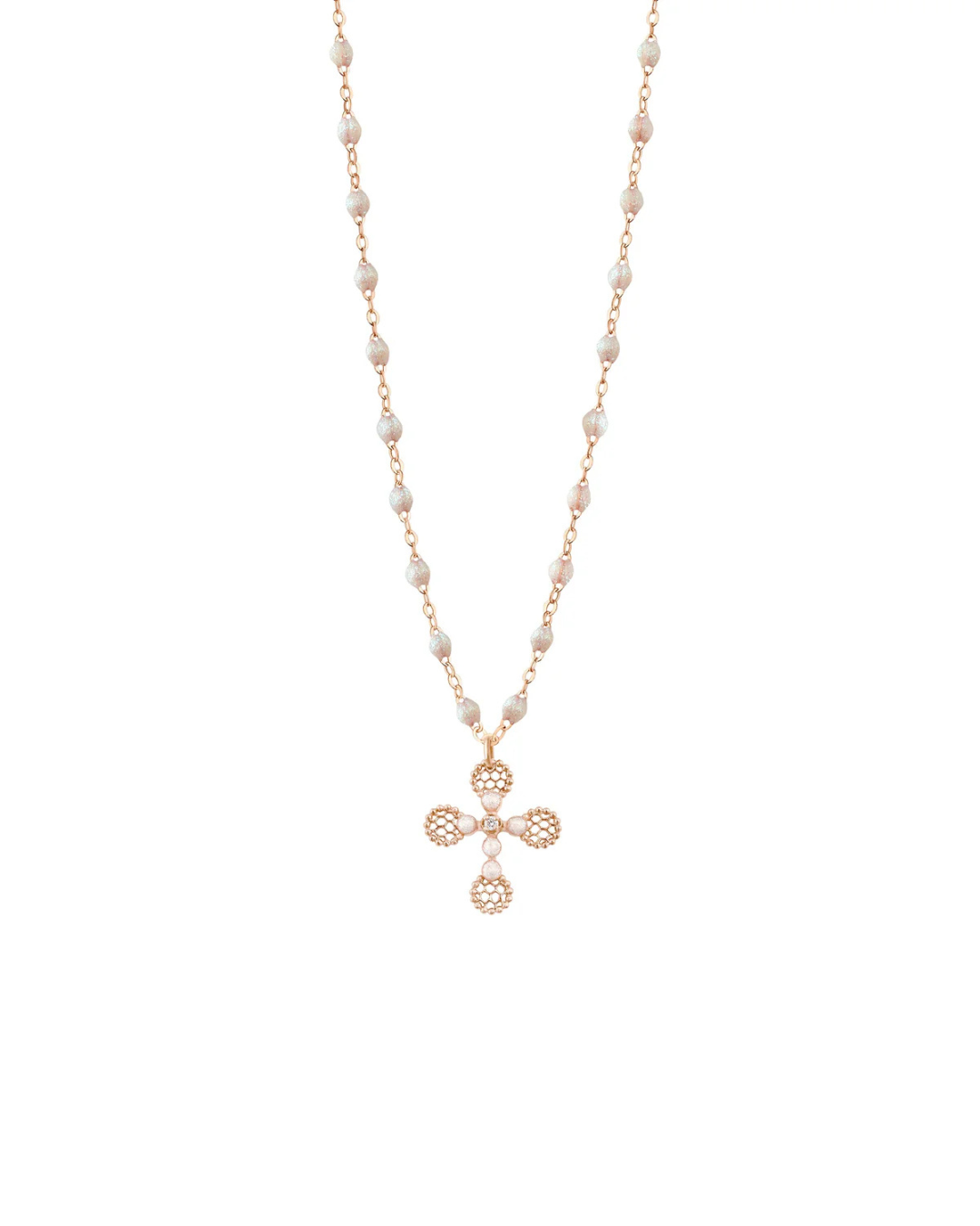 Gigi Clozeau - Collier Classique Gigi, OR ROSE, ADULTE, 42CM - Croix dentelle
