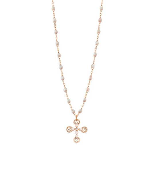 Gigi Clozeau - Collier Classique Gigi, OR ROSE, ADULTE, 42CM - Croix dentelle