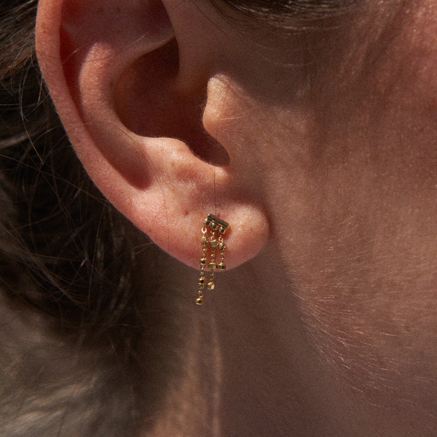 Charlet - Boucle d'oreille DIAMANTEE triple chaîne (à l'unité)
