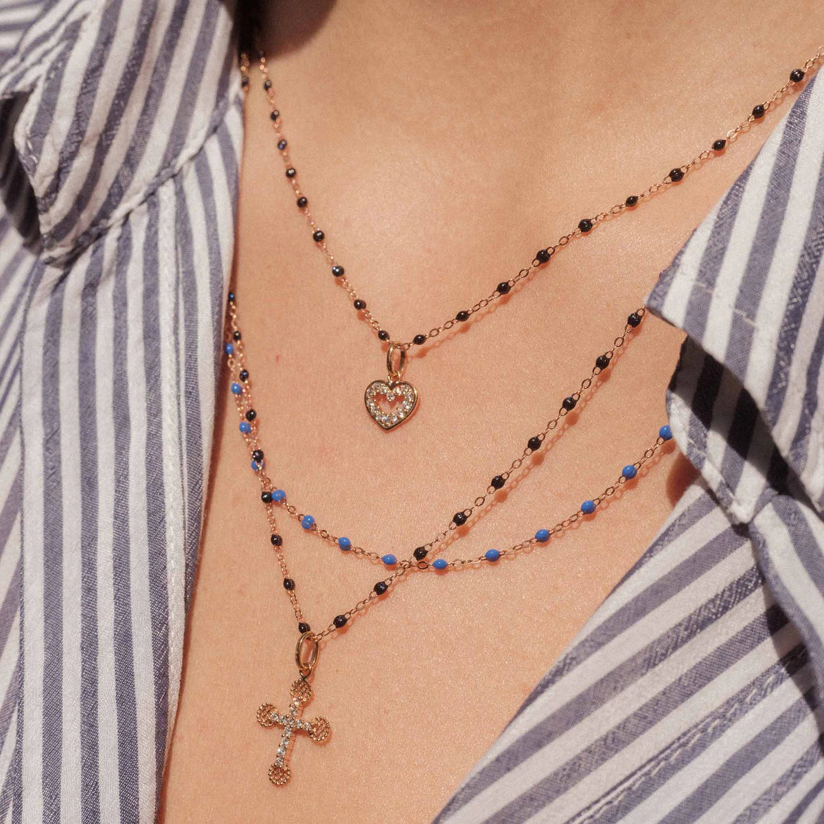 Gigi Clozeau - Pendentif Croix Dentelle Diamants