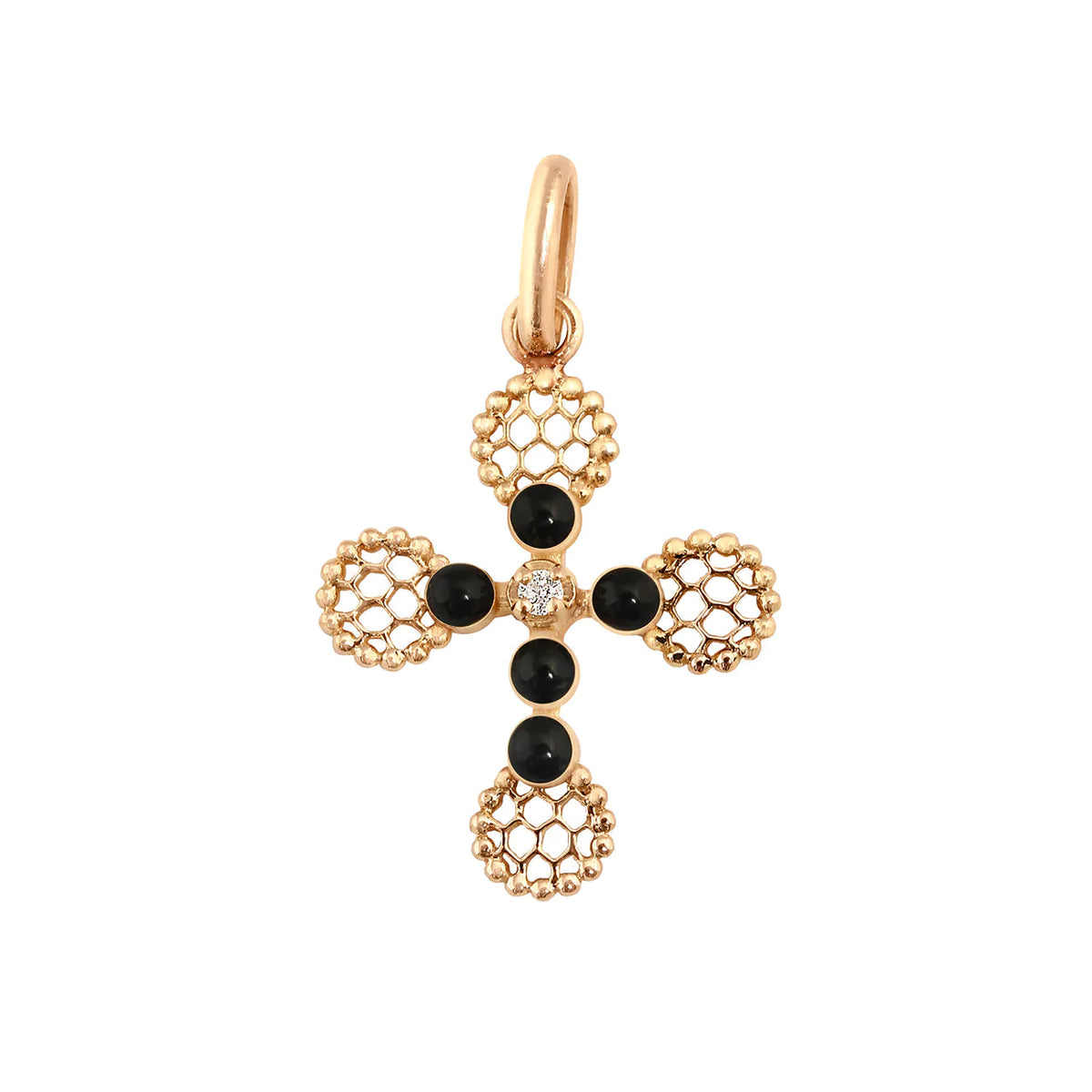 Gigi Clozeau - Pendentif Croix dentelle perlée